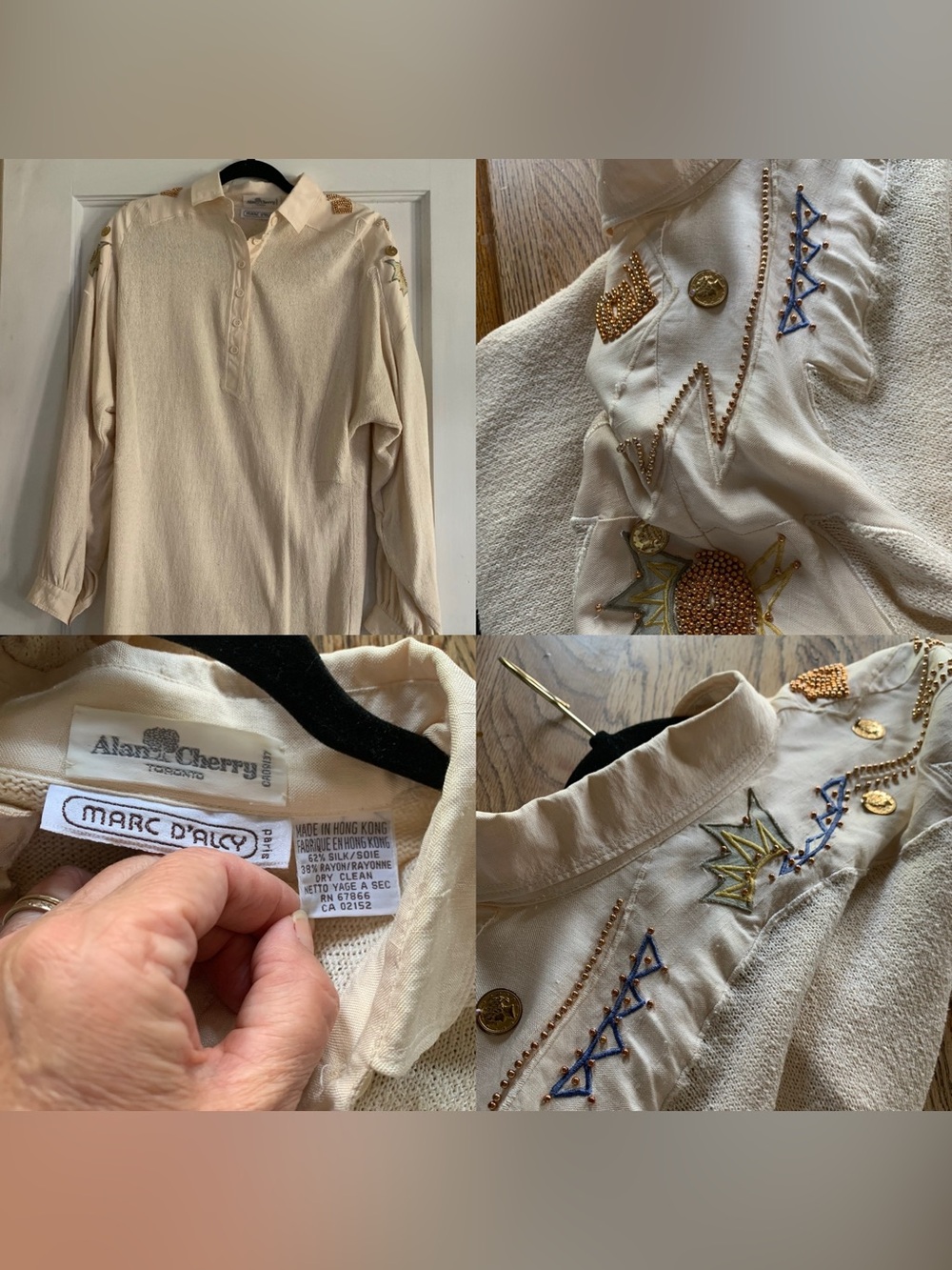 Vintage Alan Cherry Marc D’Alcy Wearable Art Collaboration Womens Blouse